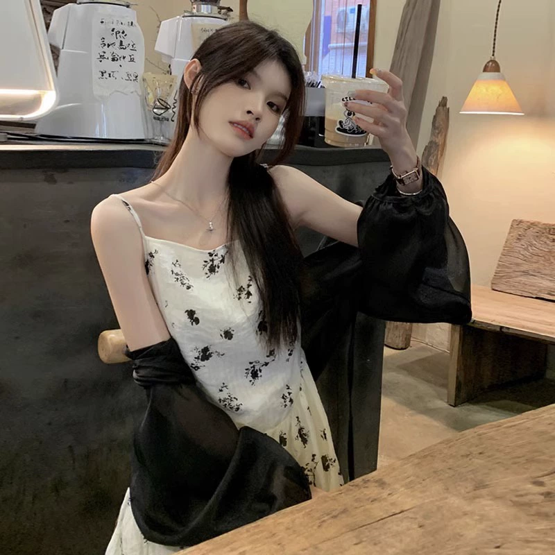 Шифоновые тонкие кардиганы, летний жилет, slip dress, плащ, черный жакет