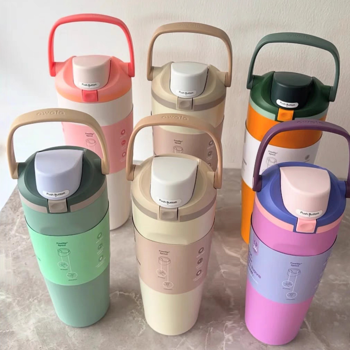 대용량 30oz 스테인리스 손잡이 빨대 텀블러 야외 운동용 보온보냉 물병