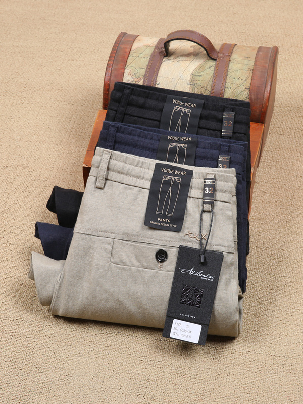 Summer 2023 thin linen men's pants 100% linen elastic waist lace-up breathable straight men's casual pants