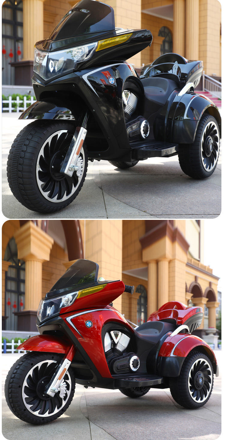 帮手描述图：儿童电动摩托车三轮车男女孩宝宝电瓶车小孩可坐人充