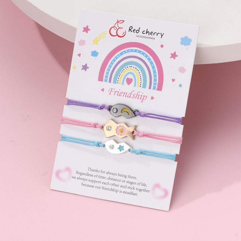 Cross-Border Hot Selling New Bracelet Sun, Moon and Star Splicing Color Rope Hand-Woven Best Friend Bracelet Factory Wholesale