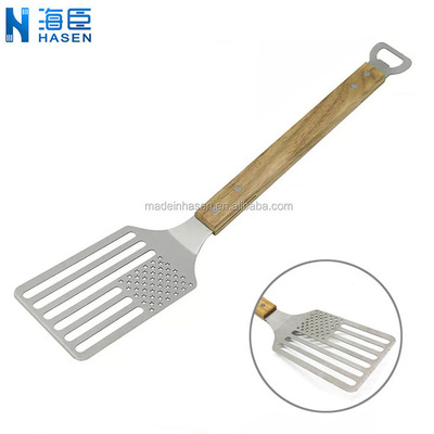 wholesale Wooden handle grilled savory crepe Teppanyaki kitchen Steak hamburger Frying spade Barbecue Turners