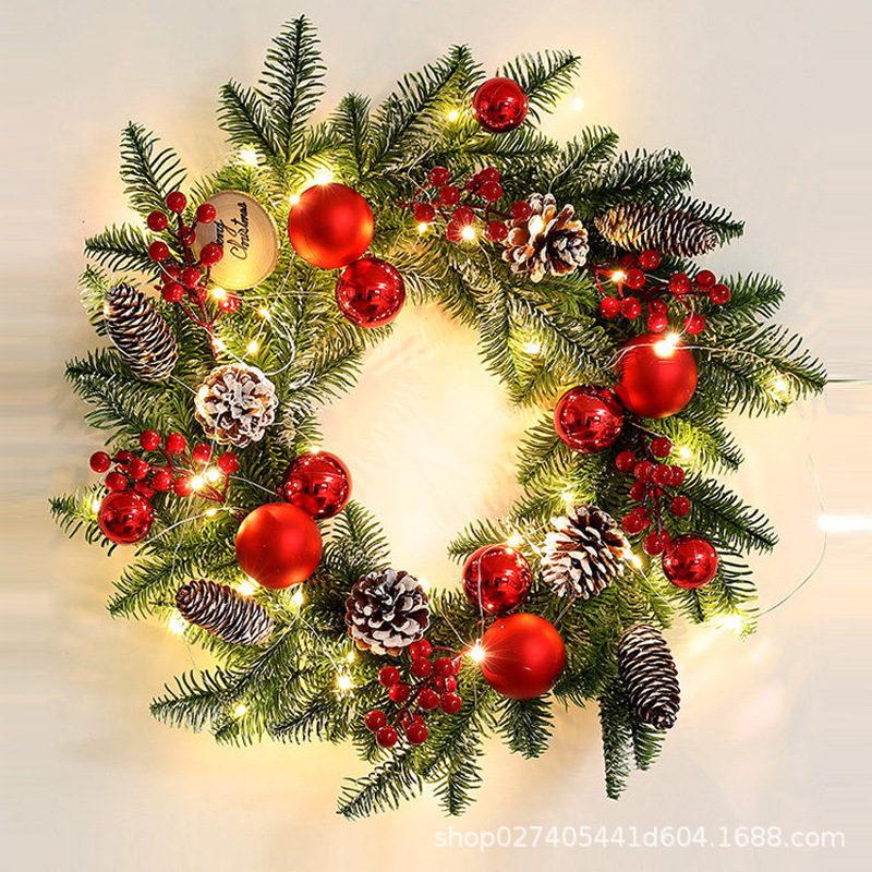 [En Stock al por mayor] Corona de Navidad decoración de Navidad árbol colgante de pared de ratán 405070cmPE cuerno Flor de Navidad