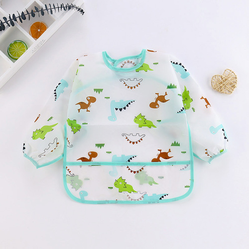 New baby smock, children's waterproof eating clothes, infant and toddler cartoon reverse dressing INS wind inverted gown, no-wash bib