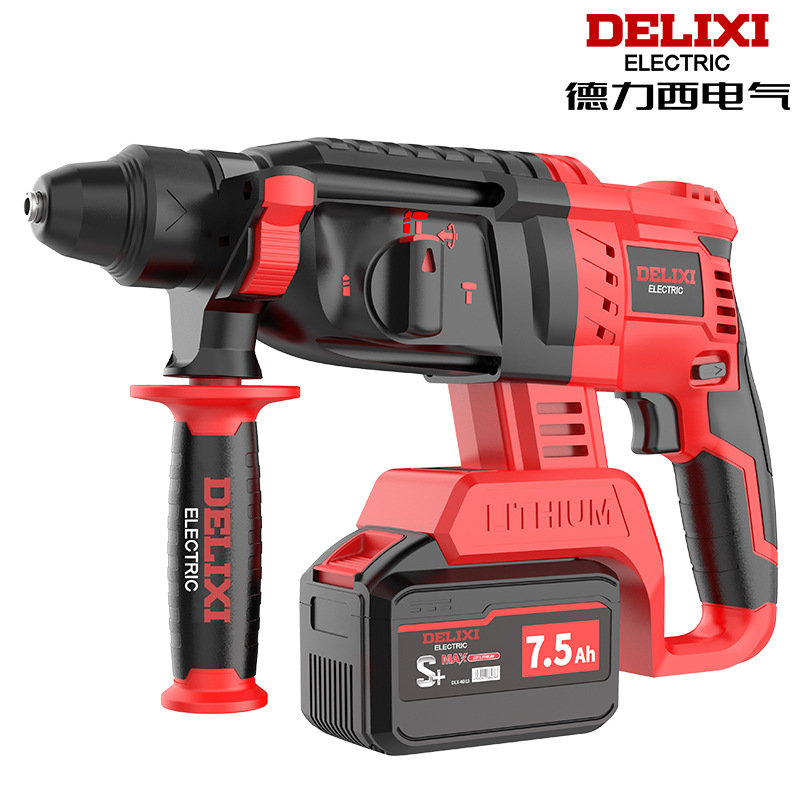 Delixi brushless rechargeable electric hammer electric pick three-purpose high-power industrial impact electric drill concrete Lithium electric hammer