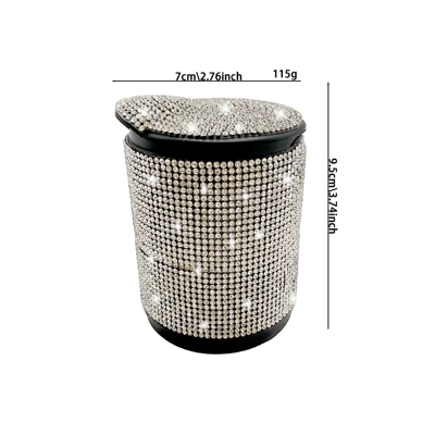 Cross-Border Hot-Selling Fashionable Diamond-Encrusted Car Ashtray Multi-Functional Car Ashtray Anti-Fly Ash Ashtray with Lid (Car ashtray) - white-95cm7cm