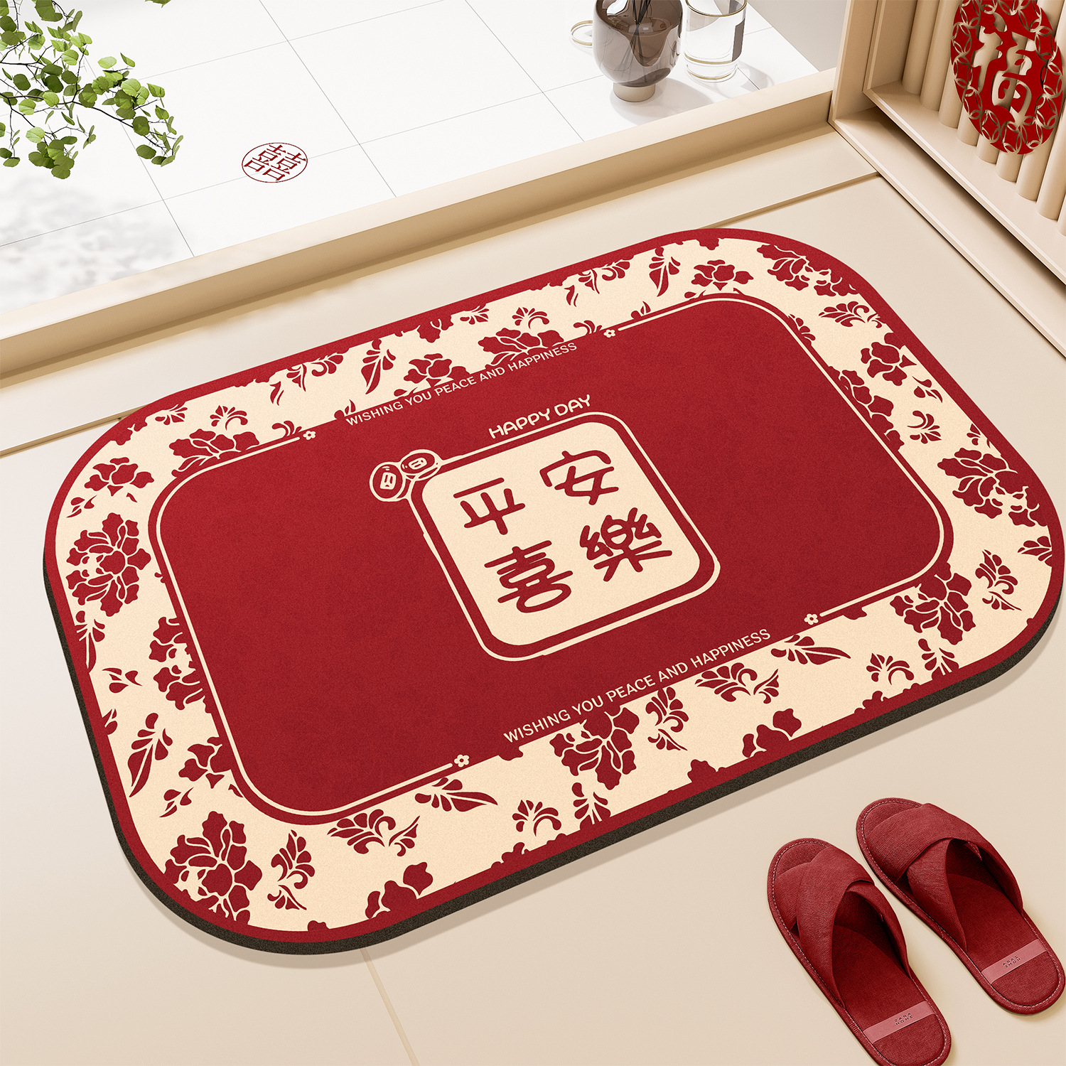 Cojín de suelo de baño, cojín antideslizante de absorción de agua, cocina, boda de Año Nuevo, barro de diatomeas, cojín de pies en la puerta del inodoro