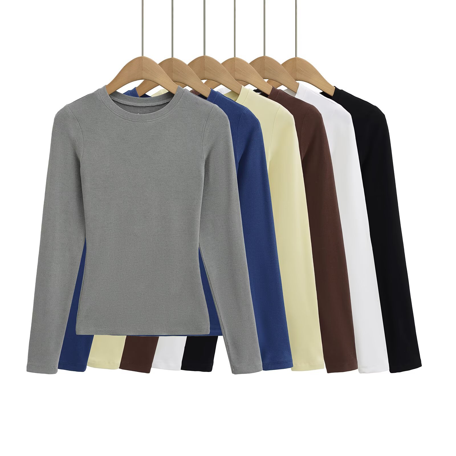 266-25 Korean version of slim-fit small round neck net base long sleeve pullover base T-shirt top