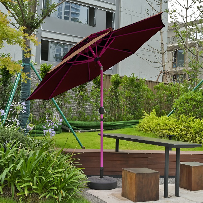 2.7 Mimei paraguas rojo barra balancante sombrillas patio café terraza jardín lámpara solar paraguas villa pabellón image 15