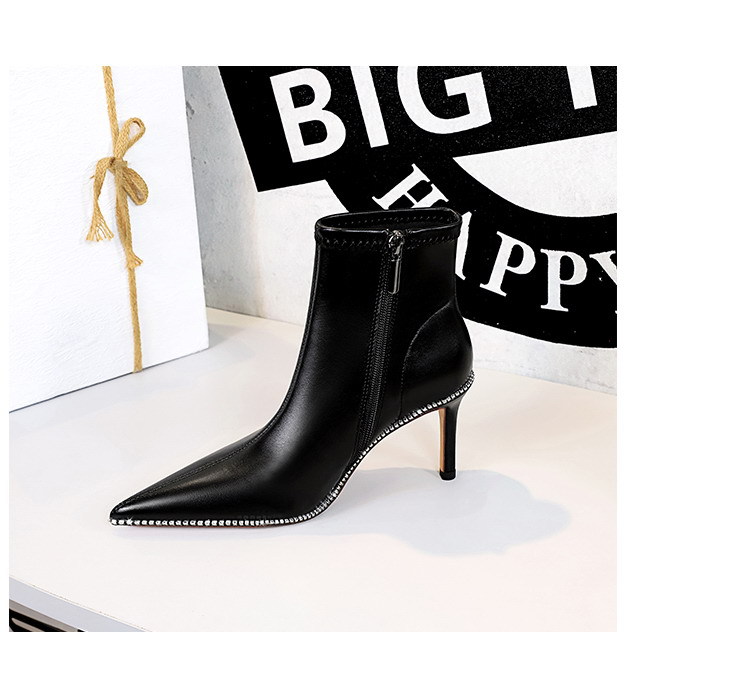 Smal klack med hög klack och dragkedja i sidan, spetsiga rhine-borrstövlar för kvinnor_voghion.com