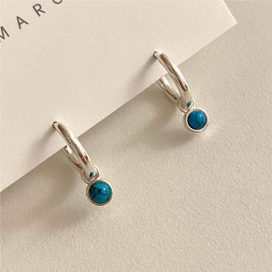 Color Block Pattern 1 Pair 925 Sterling Silver Color Block Hoop Earrings