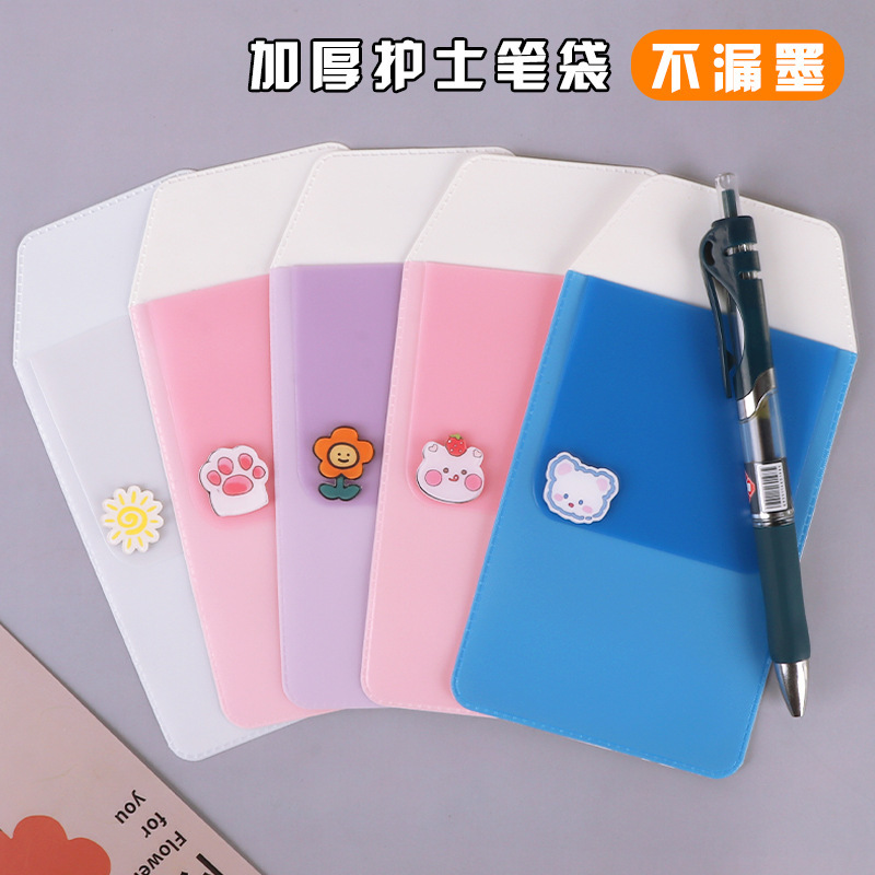 Cartoon Nurse Pencil Case Pocket Leak-proof Ink Pen Case Thickened Special Pencil Case for Doctors Work Clothes Cute Pencil Case