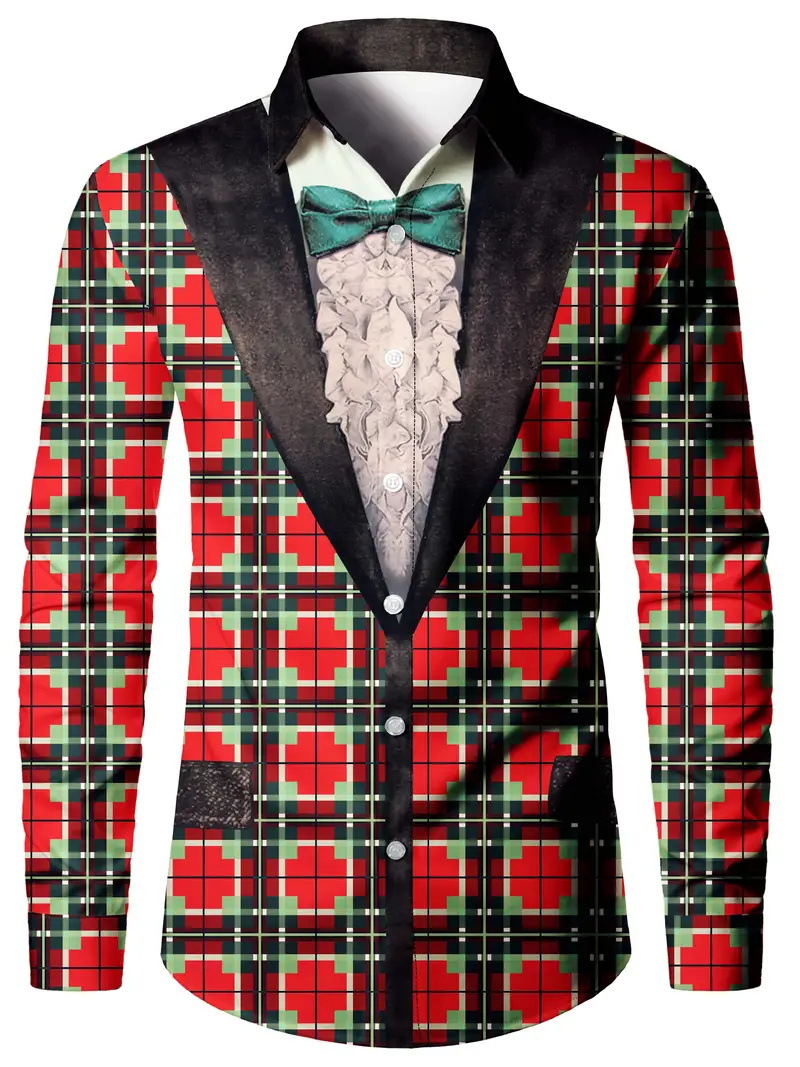 2024 nuevas camisas estampadas digitales falsas de dos piezas para hombres calientes de la moda de Amazon transfronteriza Amazon MB12