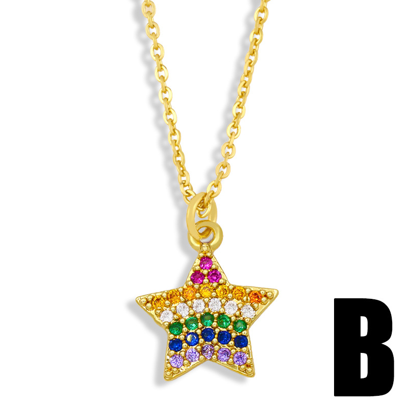 Fashion Five-pointed Star Copper Necklace display picture 5