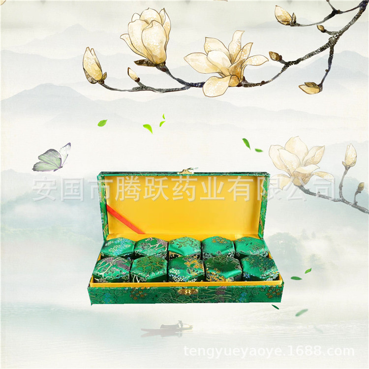 Green Brocade Gift Box Set of 10 Empty Jewelry Display Cases 26x12x6.5 cm overview
