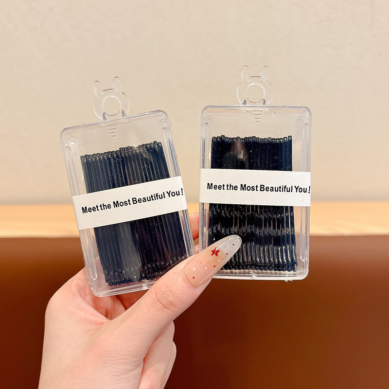 Simple caja negra una abrazadera de acero abrazadera de cabeza de bola de mujer cabello fijo en forma de U clip de cabello cabeza de abrazadera de pestaña invisible