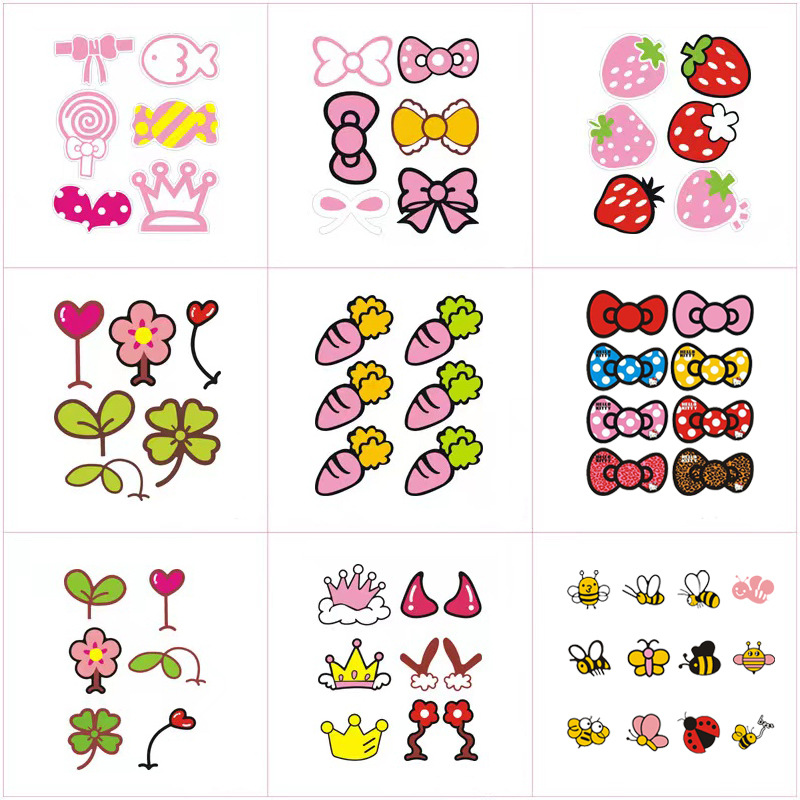 反光卡通鱼蝴蝶结棒棒糖萝卜皇冠四叶草莓爱心改装汽车贴纸