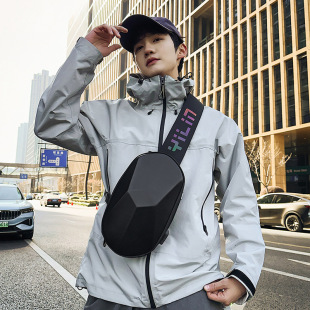 New Boys Chest Bag Riding Cool Men's and Women's Shoulder Crossbody Bag USB Charging Hard Shell Polyhedron Knight Equipment