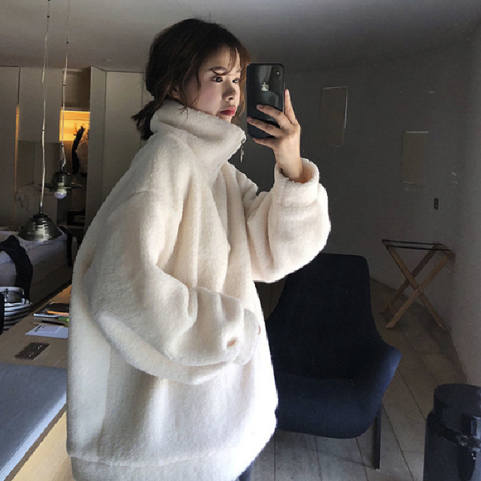 Winter sweatshirt, jacket for leisure, Korean style