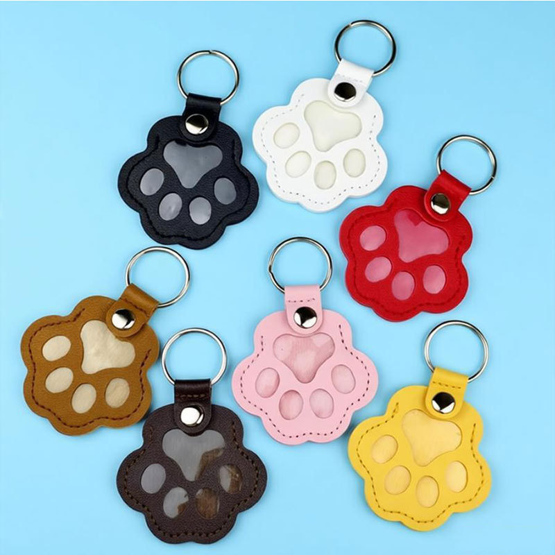 Creative Leather Paw-Shaped Pendant Pet Memorial Buckle Cat and Dog Hair Storage Pet Photo Ornament Cute Pu Pendant