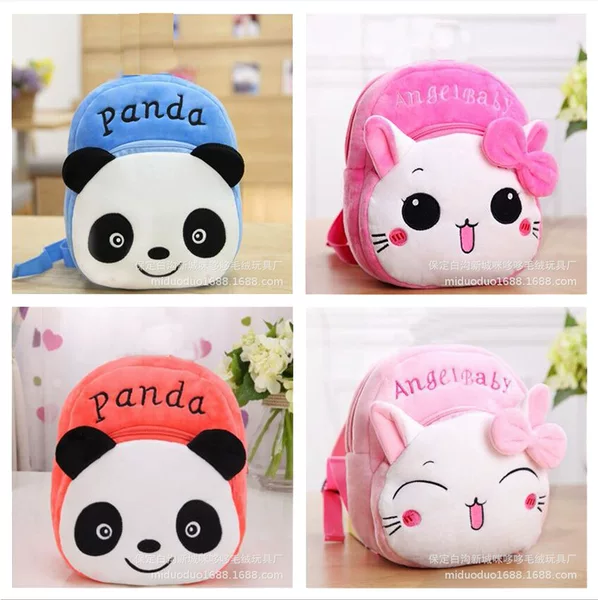 Baby Plush Backpack Cartoon Cute 1-5 Years Old Boys and Girls Kindergarten Small School Bag Children's Panda Backpack Customizable