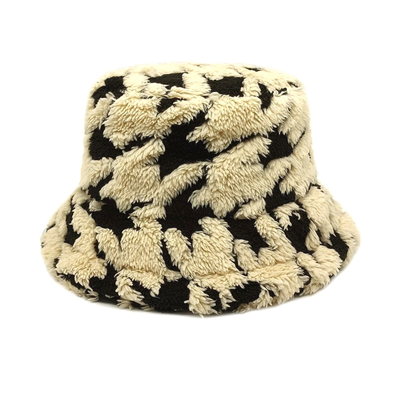 Frau Retro Farbblock Flache Traufen Bucket Hat display picture 3