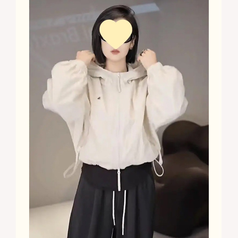 短外套女小个子2025秋季新款连帽百搭宽松下摆抽绳潮休闲|undefined