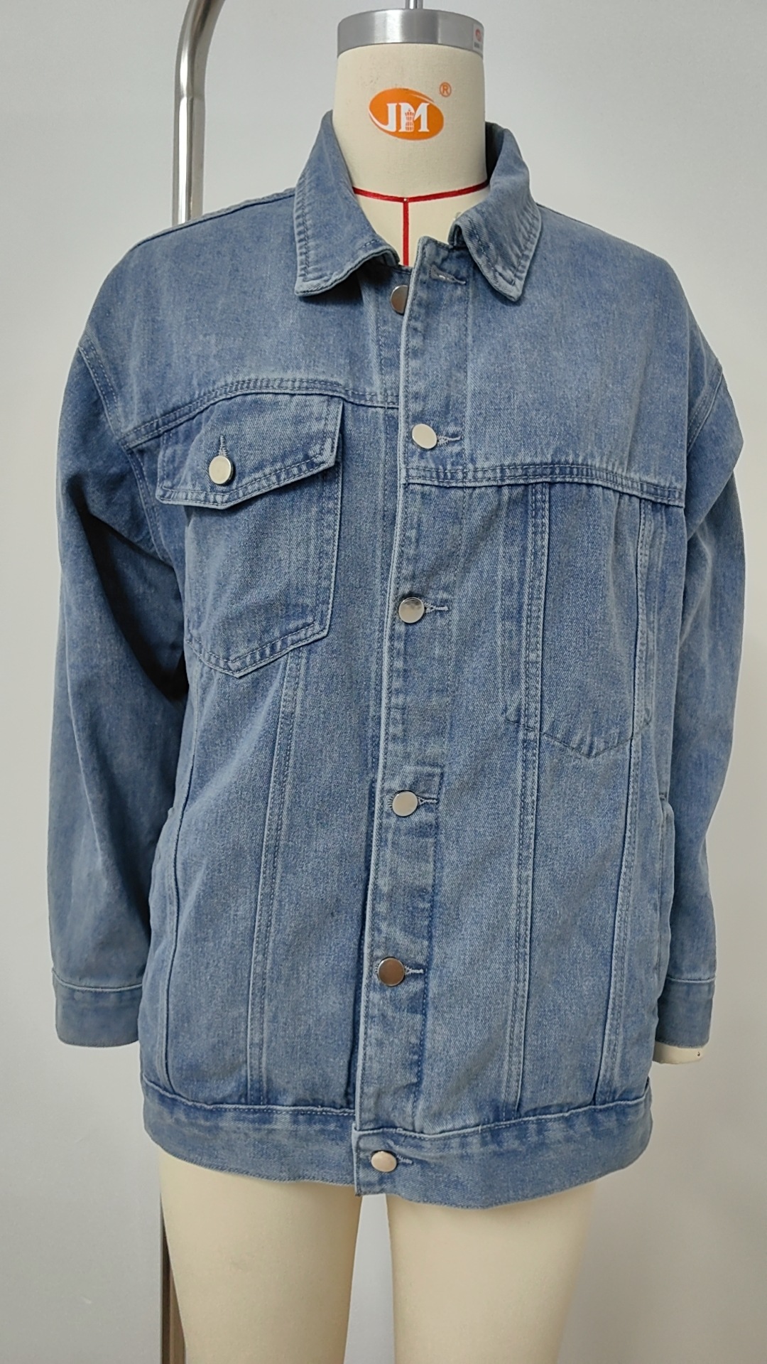805g Weight Denim Jacket Outerwear Type Long Sleeve Sleeve Length Single Breasted Placket Type Denim Fabric Type Long Top Length Casual Occasion Turndown, Hooded Neckline Loose Fit Type Color Block Pattern Spring, Autumn Season Women's Gender Streetwear Style Women's Streetwear Color Block Single Breasted Denim Jacket 15