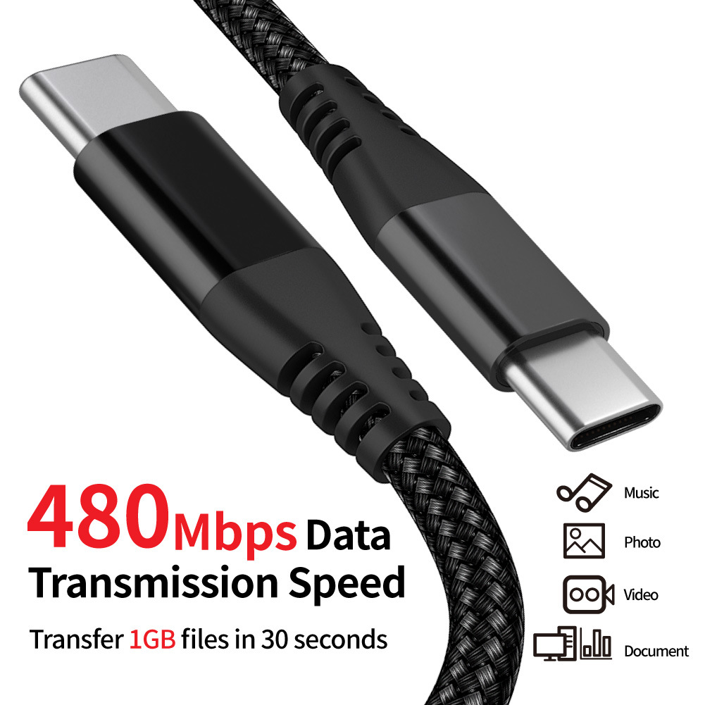 Usb-c Data Cable 60w Fast Charging Braided Nylon Elbow Cable_voghion.com