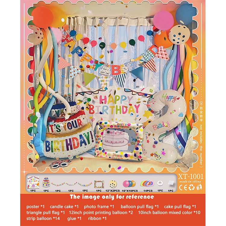 Fiesta de cumpleaños redonda escena diseño decorativo globo traje de juguete para niños globo de aluminio letras y números