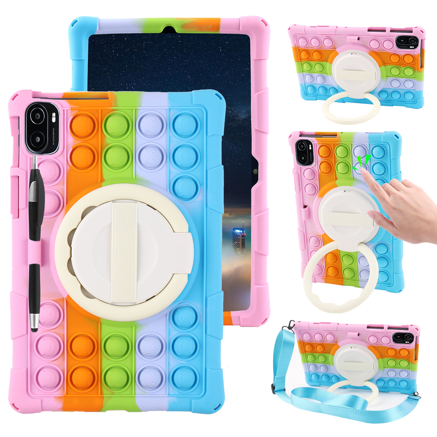 For Lenovo small new P11 protective cover Samsung S7 S8 silicone cover 11 inch portable rotating cartoon bubble