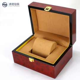 高档木质烤漆花梨新木纹手表包装盒 高级亮光手表盒子礼品