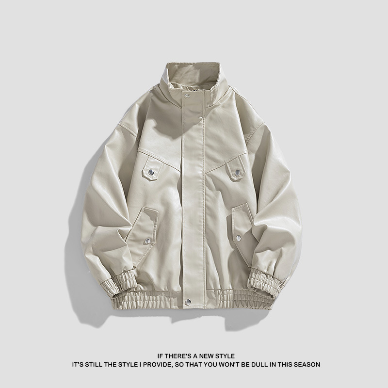 Otoño nuevo hombre casual pareja chaqueta de cuero guapo moda locomotora viento chaqueta suelta chaqueta de moda retro