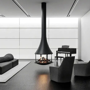 Customized Hanging Fireplace with Real Flame, Wood-Burning Alcohol Heater for French-Style Villa Living Room Indoor Use
