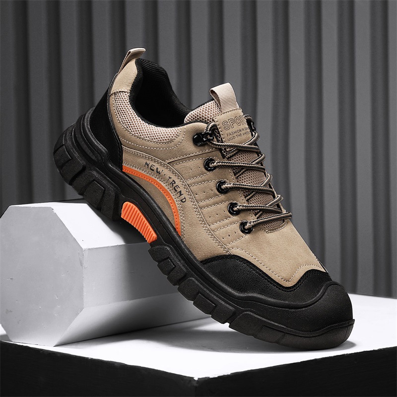 Otoño nuevo cuero de cabeza redonda al aire libre zapatos de montaña deportivos de ocio diarios para trabajar en el sitio de construcción zapatos de moda zapatos de hombre