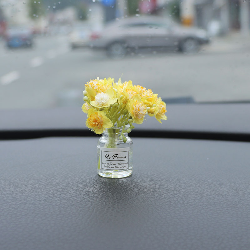 Red de Internet jarrón fresco flor casa de muñecas mini interior de coche consola central decoración de coche decoración de coche espejo cruzado simple