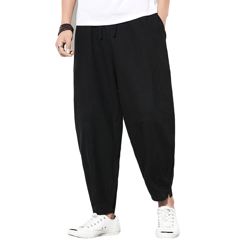 Pantalones de zanahoria, pantalones harem sueltos para hombre, pantalones finos de verano de nueve puntos, pantalones casuales de todo fósforo de tendencia, pantalones de hombre