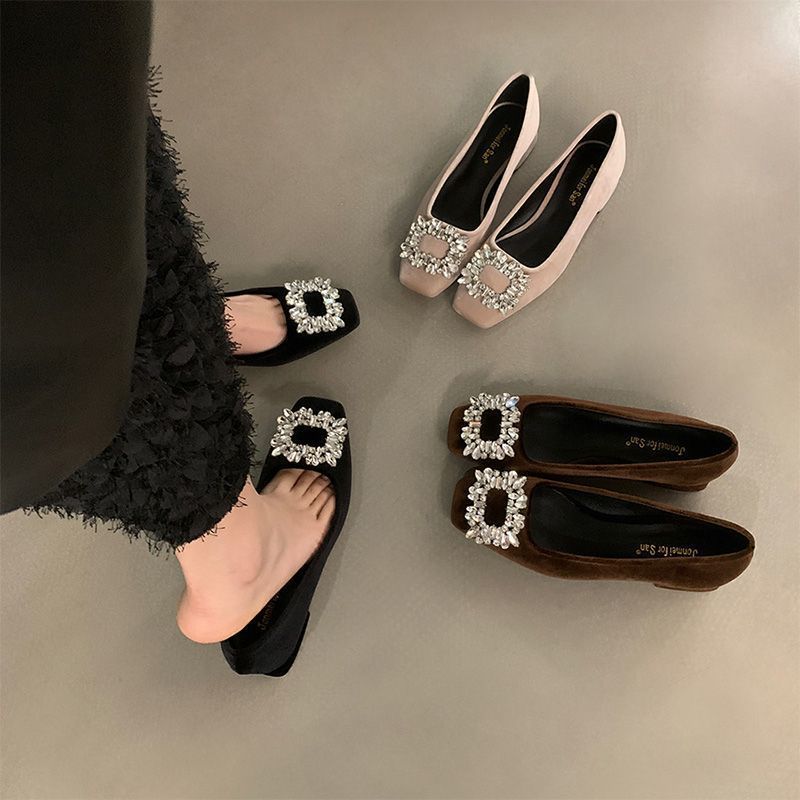 Black comfortable elegant Mary Jane shoes square toe with…