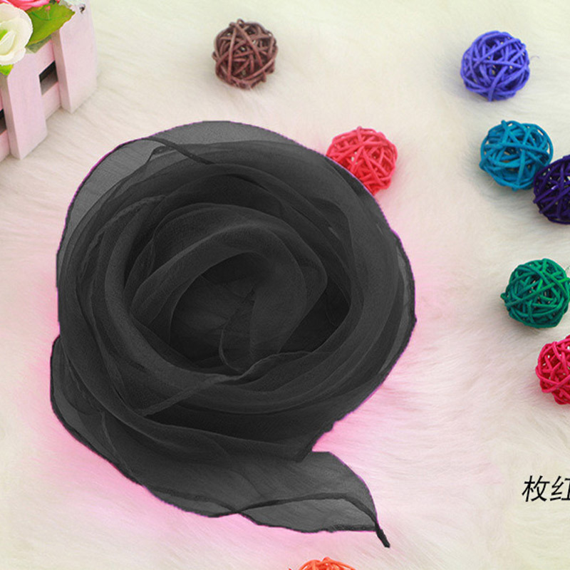 Cross -border supply solid color monochrome chiffon small silk scarf…