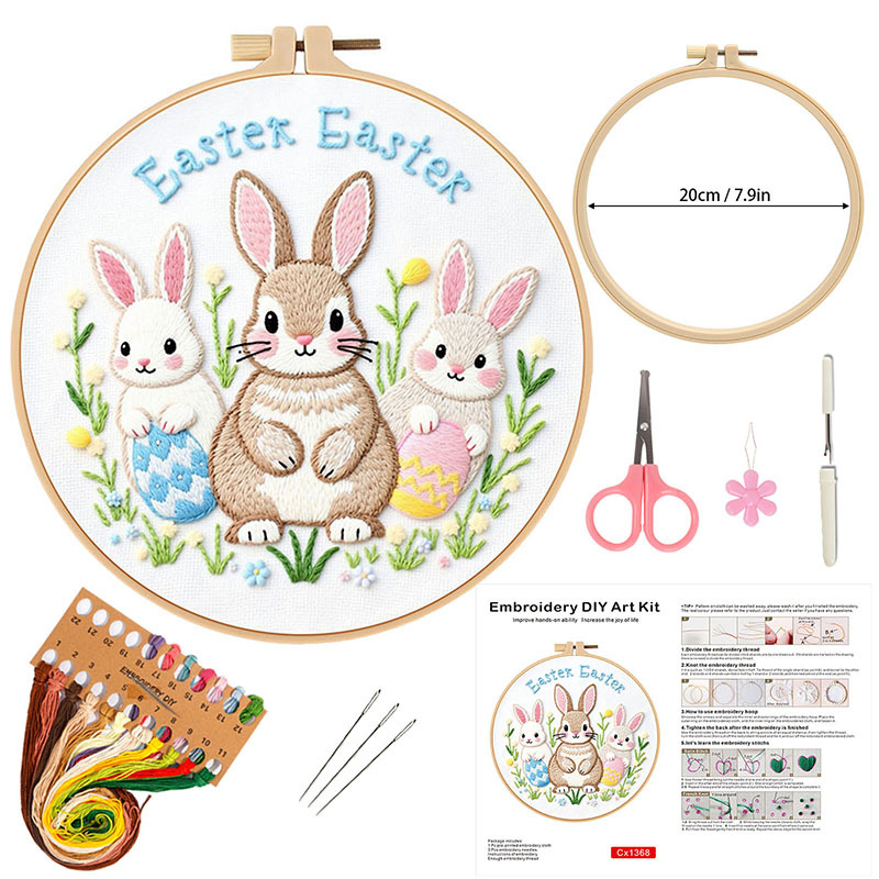 Nuevos productos originales de Pascua transfronteriza bordados diy conejo material de tela artesanal paquete de aguja artesanal creativa