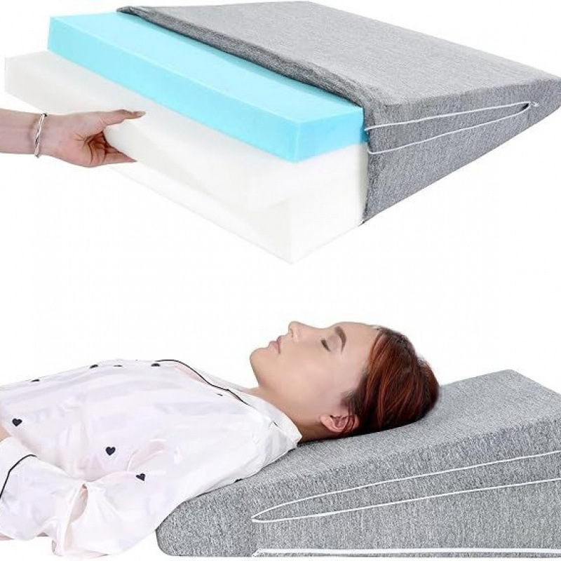 Adjustable Bed Wedge Pillow for Sleeping Triangle Tilted Wedge Pillow Back Decompression Memory Foam