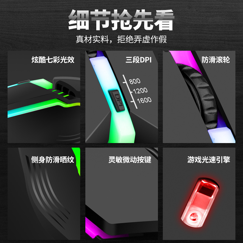 Fábrica al por mayor juego competitivo ratón e-sports USB ratón con cable deslumbrante transfronterizo Amazon comercio exterior en stock