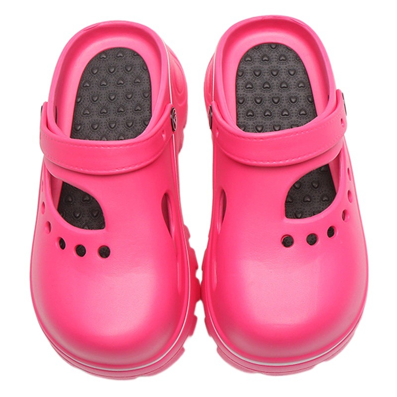 Eva agujero zapatillas de moda de verano de las mujeres al aire libre aumento de la altura zapatillas hogar interior hogar antideslizante agujero zapatos