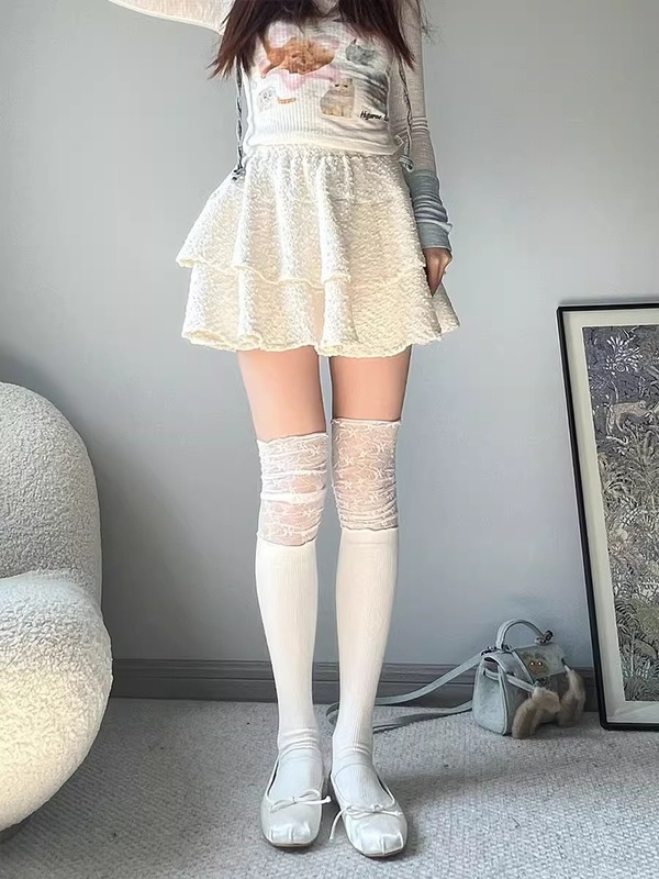 春秋美拉德黑色过膝袜高筒大腿袜蕾丝花边靴袜堆堆袜小腿袜长筒袜|undefined