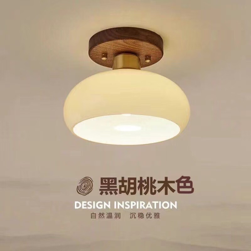 New Chinese-Style Walnut Wood Ceiling Light for Hallways, Wabi-Sabi Style Entrance Corridor Light, Minimalist Entryway Lighting New Chinese-Style Walnut Wood Ceiling Light for Hallways, Wabi-Sabi Style Entrance Corridor Light, Minimalist Entryway Lighting
