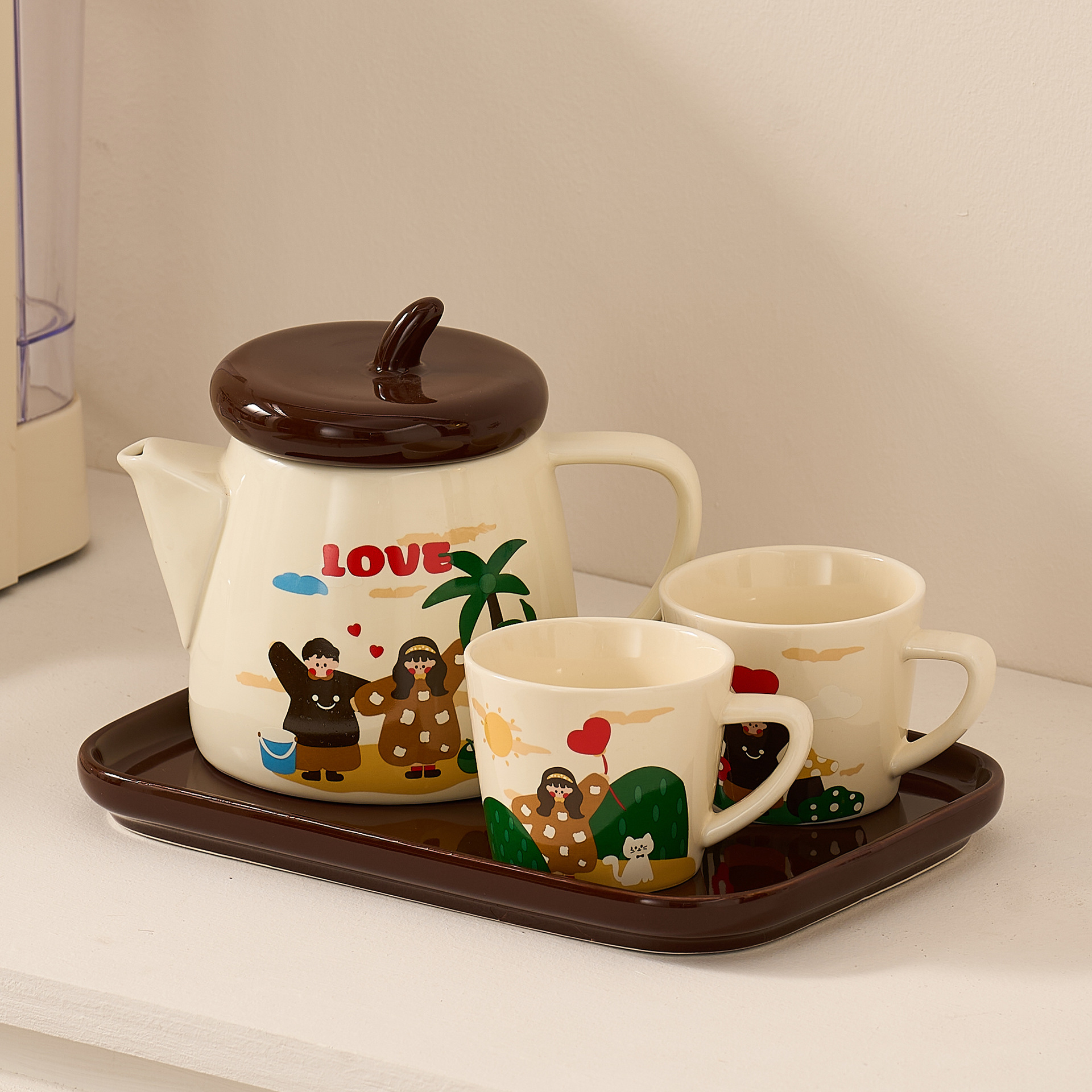 Familias originales Fu Shui set de té de cerámica para padres e hijos Qiuyi regalo para parejas tazas de agua regalo de mano