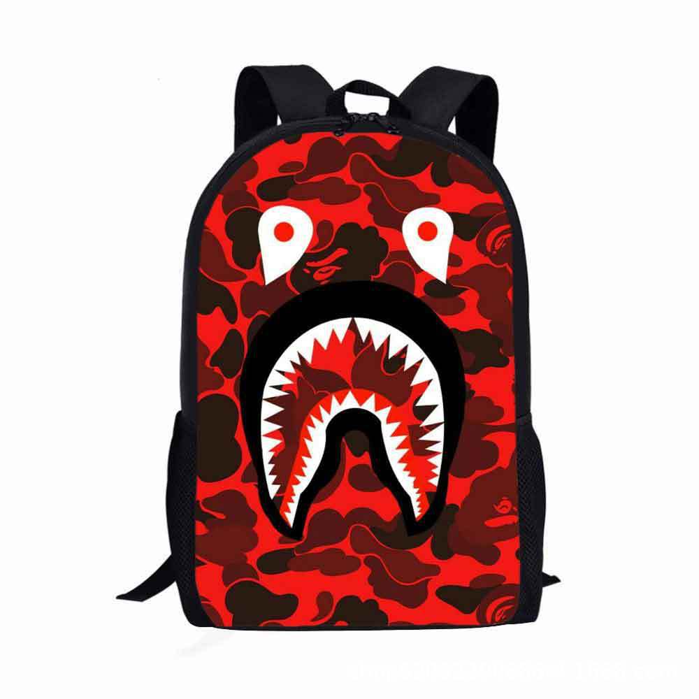 Estudiante de la escuela primaria mochila camuflaje tiburón logotipo imprimible de gran capacidad Mochila para niños mochila de dibujos animados transfronteriza entrega