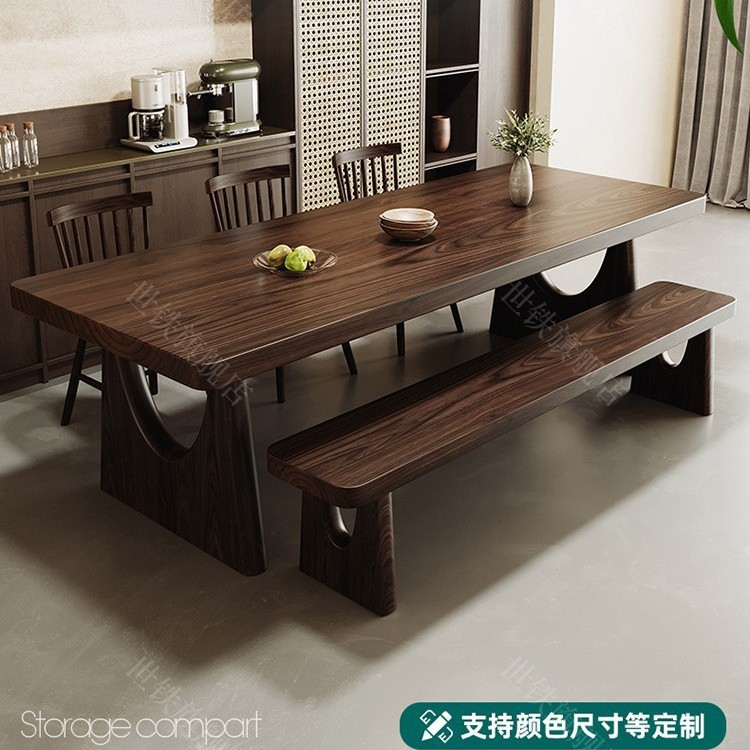 Solid Wood Dining Table for Home Small Apartment Living Room Rectangular Dining Table and Chair Combination Modern Simple Long Solid Wood Desk