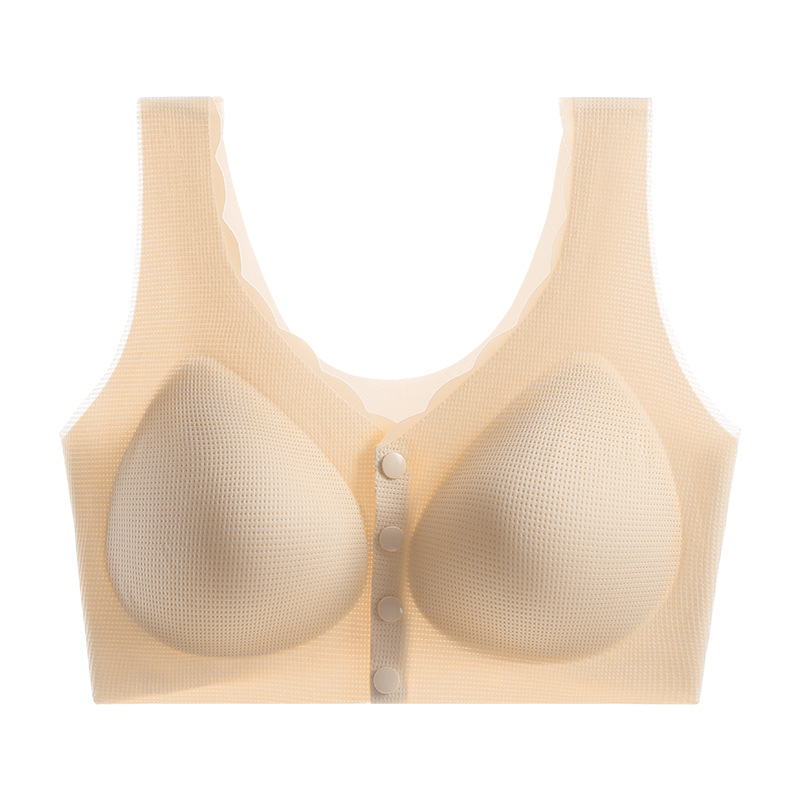 Ropa interior con hebilla delantera para mujer, estilo fino de verano sin anillo de acero, de mediana edad y ancianos, seda de hielo, sujetador de chaleco, ropa interior de madre