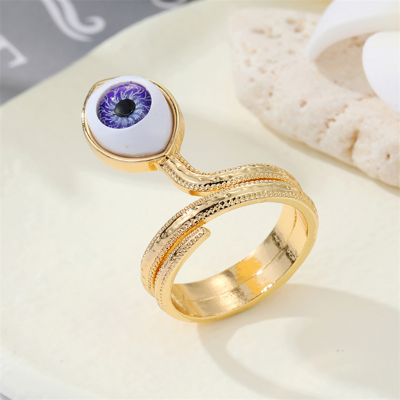 Retro Punk Geometric Snake-shaped Devil's Eye Ring Female display picture 4